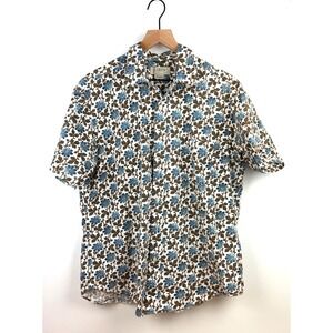 J. Crew Mens Short Sleeve Button‎ Up Shirt Floral Print Cotton Size L